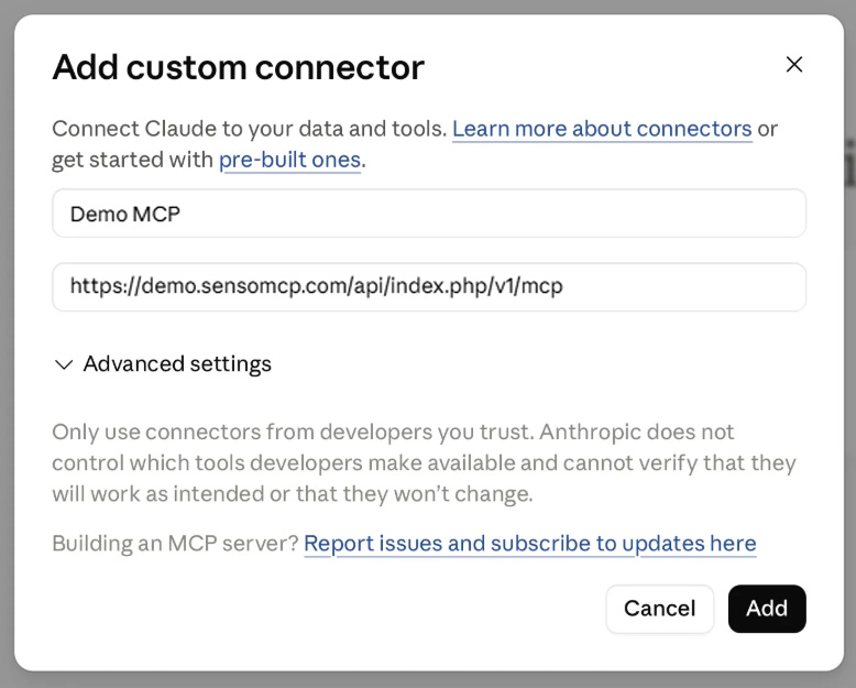 add a custom connector to claude